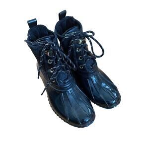 Tommy Hilfiger Hada Duck Black Rain Boots Women 6 #0400